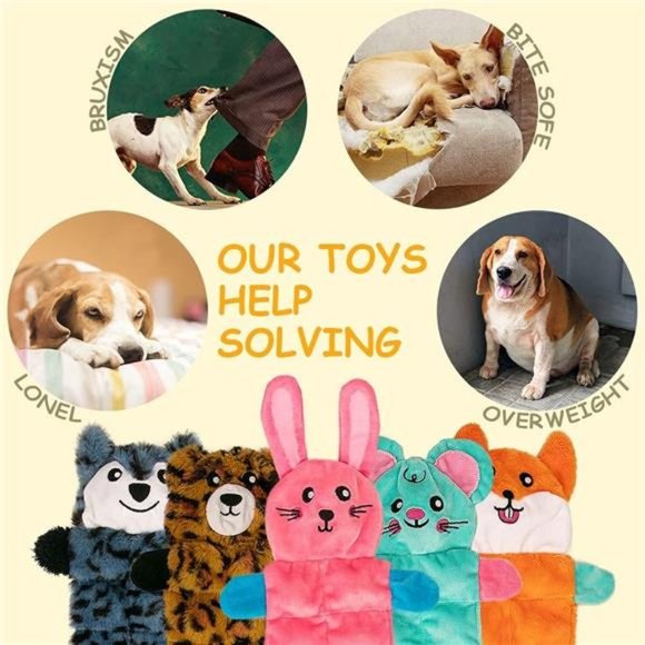 No Stuffing Dog Toy,Crinkle Squeaky Dogs Teething Chew Toys Set for Small Medium - Picture 2 of 6